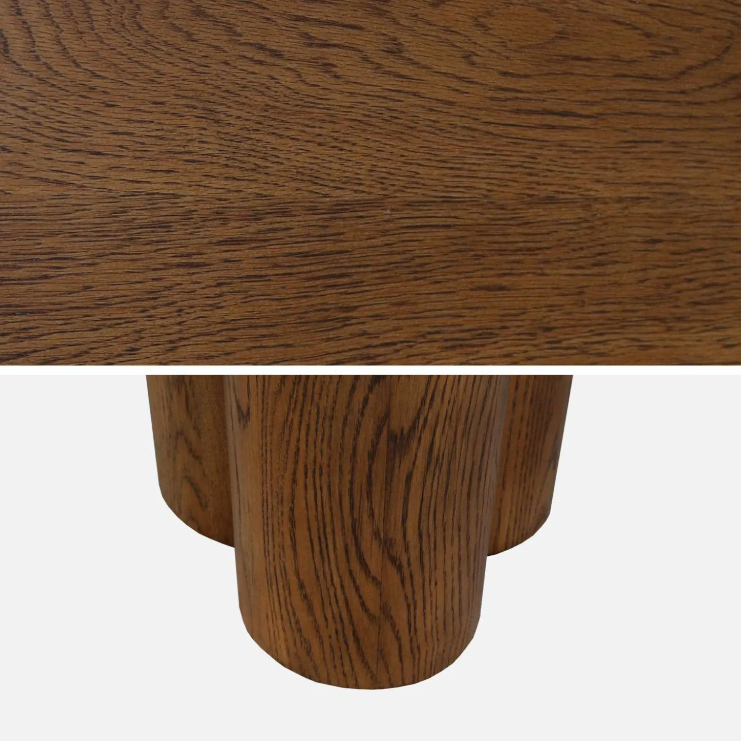 Mesa de jantar oval de madeira e folheado de carvalho para 8 lugares
