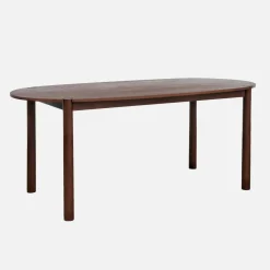 Mesa de jantar oval de madeira de seringueira, 6 lugares