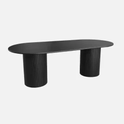 Mesa de jantar oval em madeira de seringueira para 8 lugares