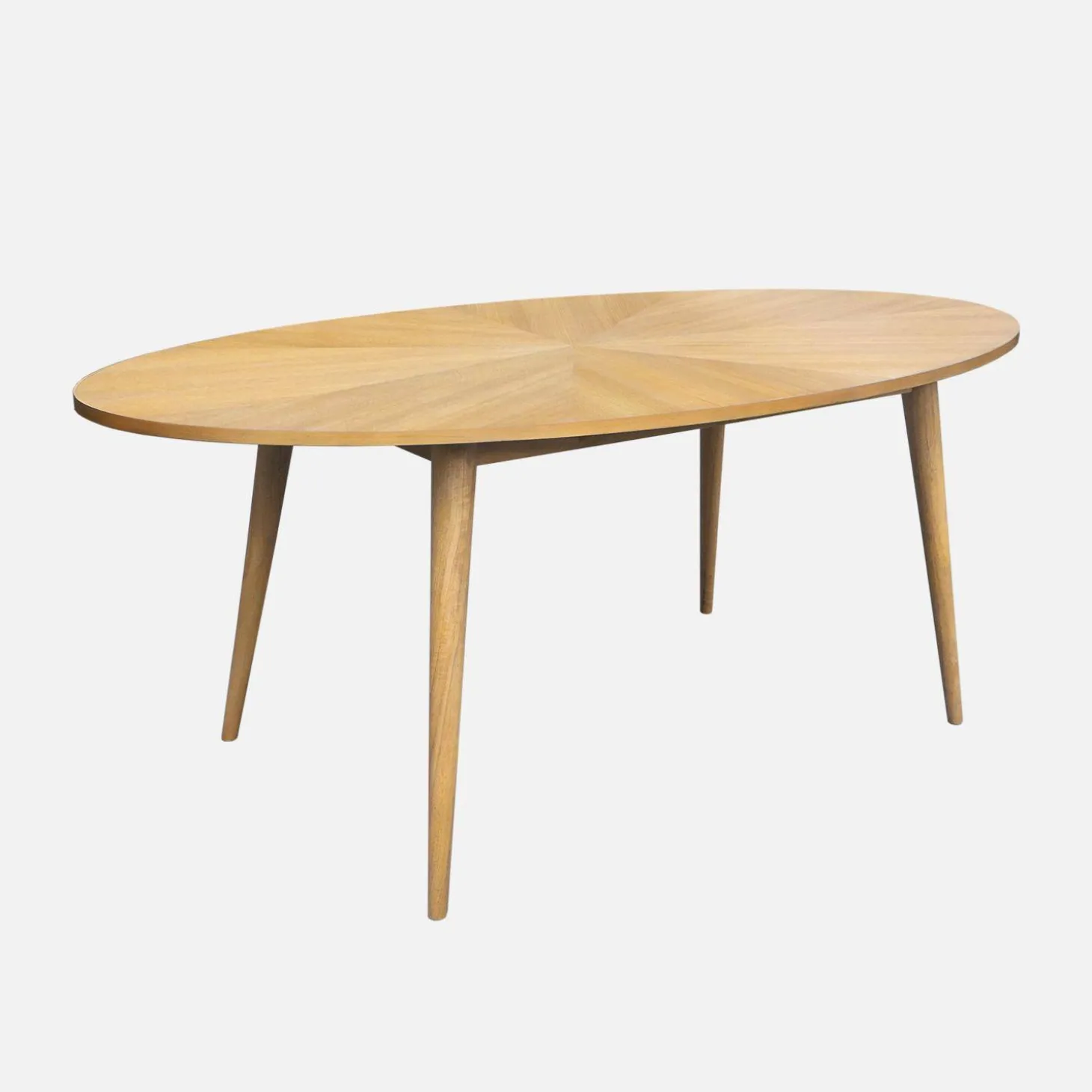 Mesa de jantar oval em madeira para 6 lugares