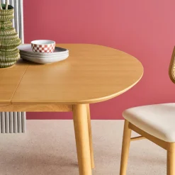 Mesa de jantar oval extensível madeira de 4-6 lugares