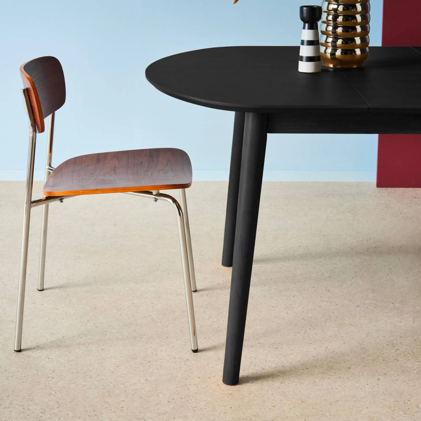 Mesa de jantar oval extensível madeira de 4-6 lugares