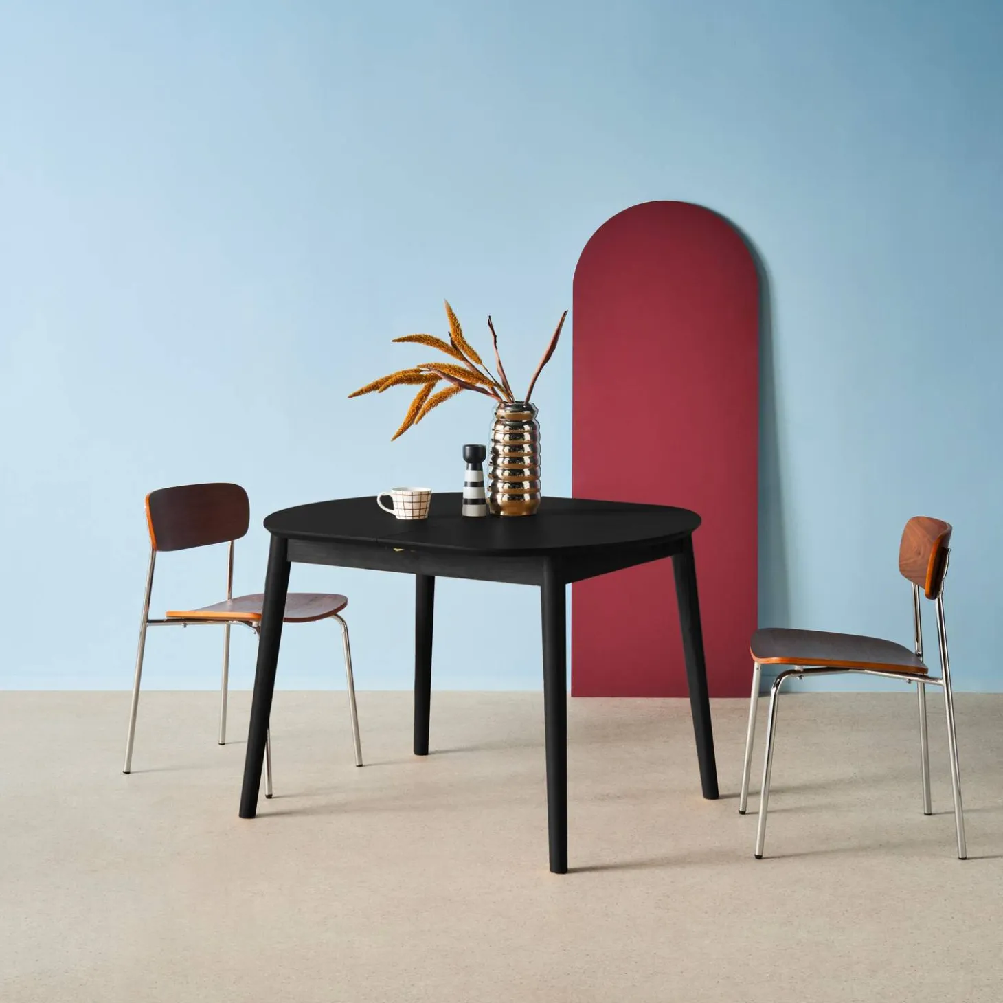Mesa de jantar oval extensível madeira de 4-6 lugares