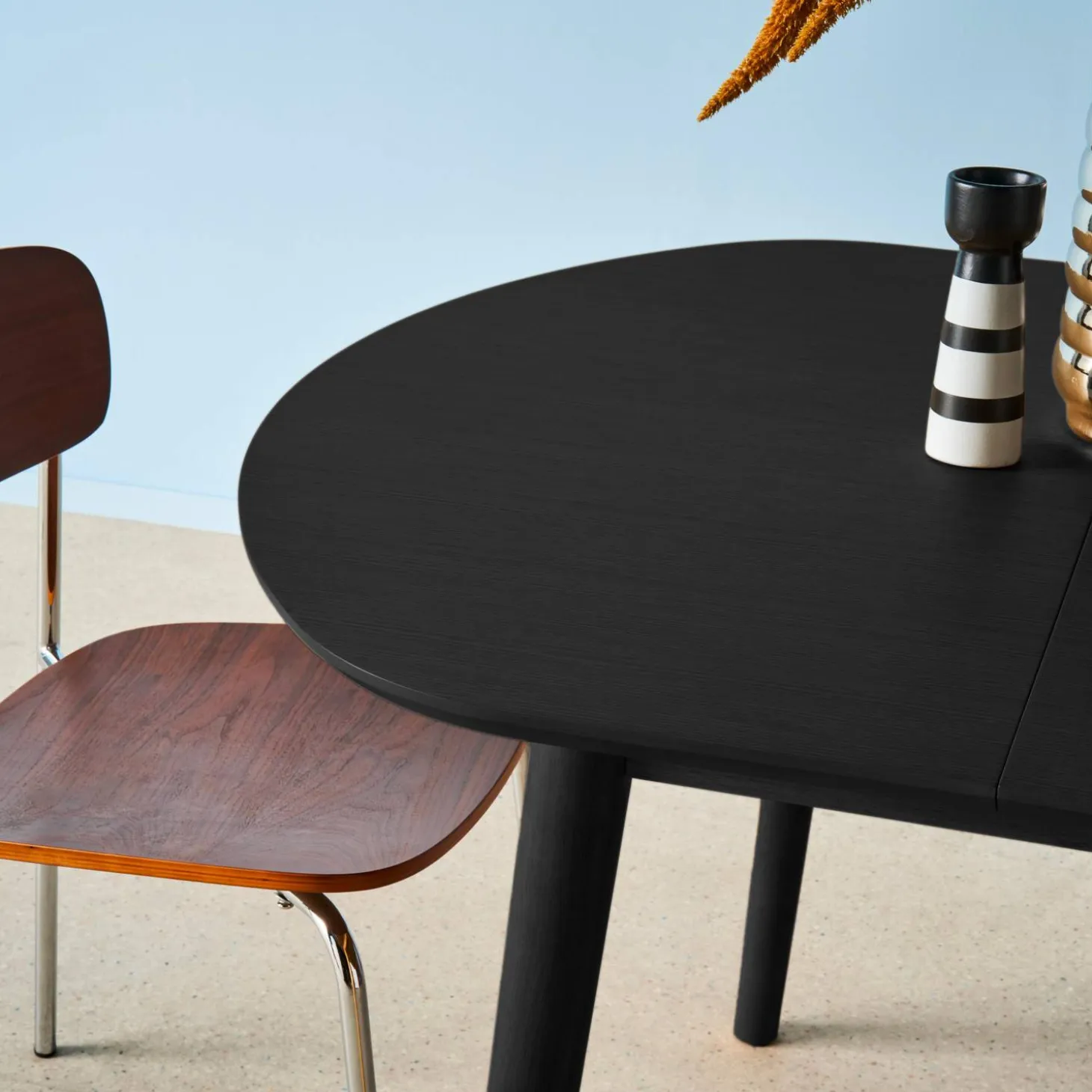 Mesa de jantar oval extensível madeira de 4-6 lugares