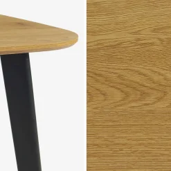 Mesa de jantar quadrada efeito madeira com pés de metal para 4 lugares