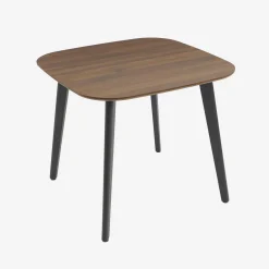 Mesa de jantar quadrada efeito madeira com pés de metal para 4 lugares