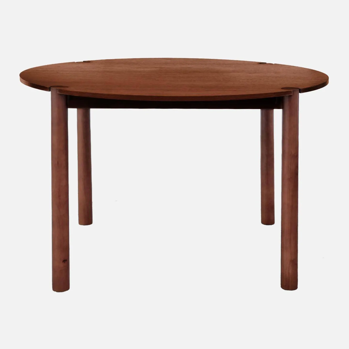 Mesa de jantar redonda de madeira de seringueira, 4 lugares