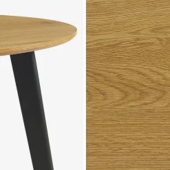 Mesa de jantar redonda efeito madeira pés de metal, 4 lugares