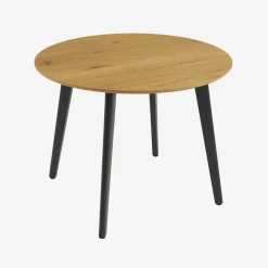 Mesa de jantar redonda efeito madeira pés de metal, 4 lugares