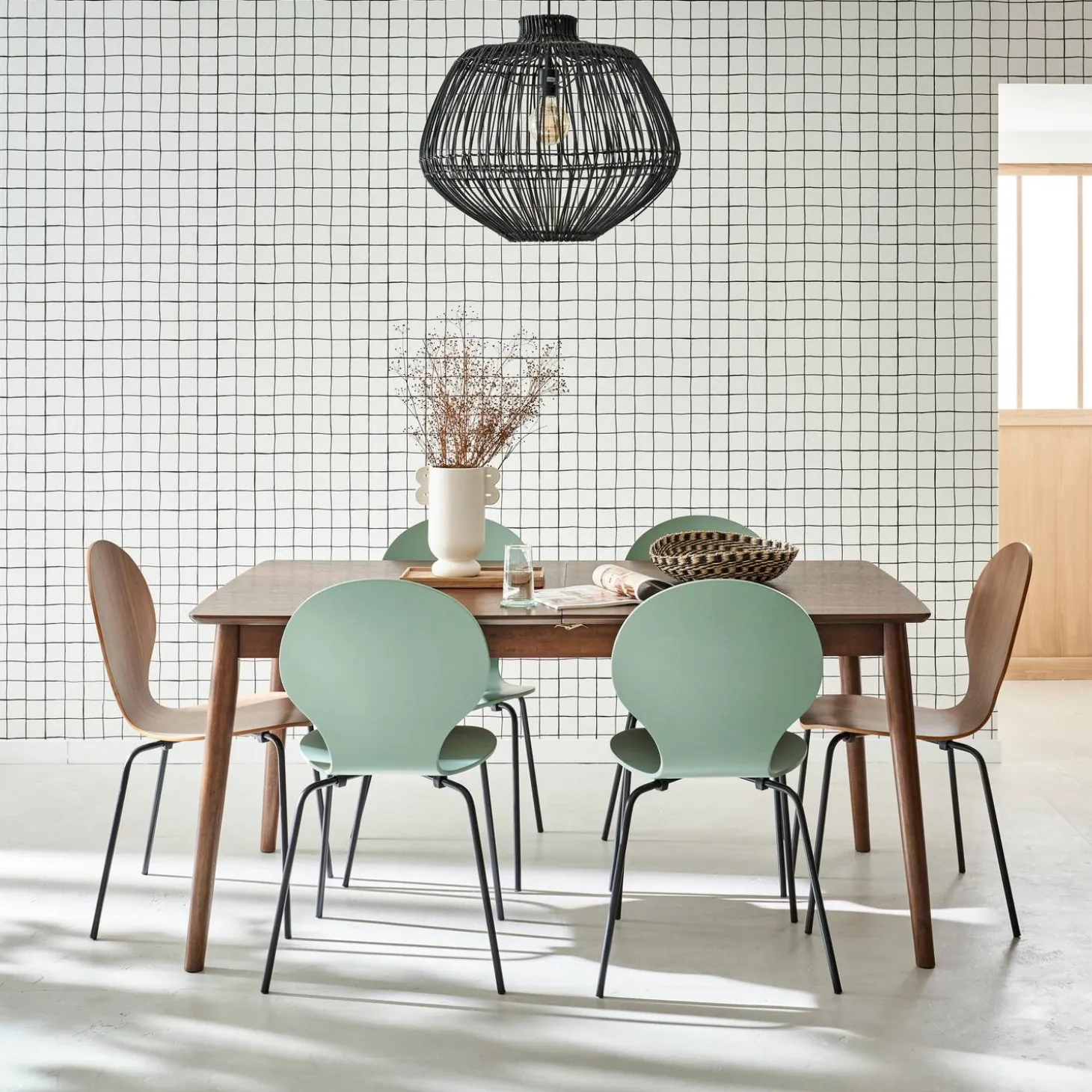 Mesa de jantar retangular extensível de 6-8 lugares