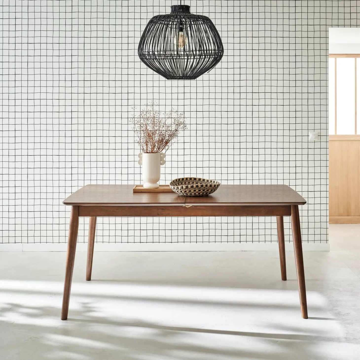 Mesa de jantar retangular extensível de 6-8 lugares