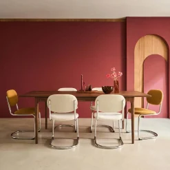 Mesa de jantar retangular extensível em madeira para 6-8 lugares