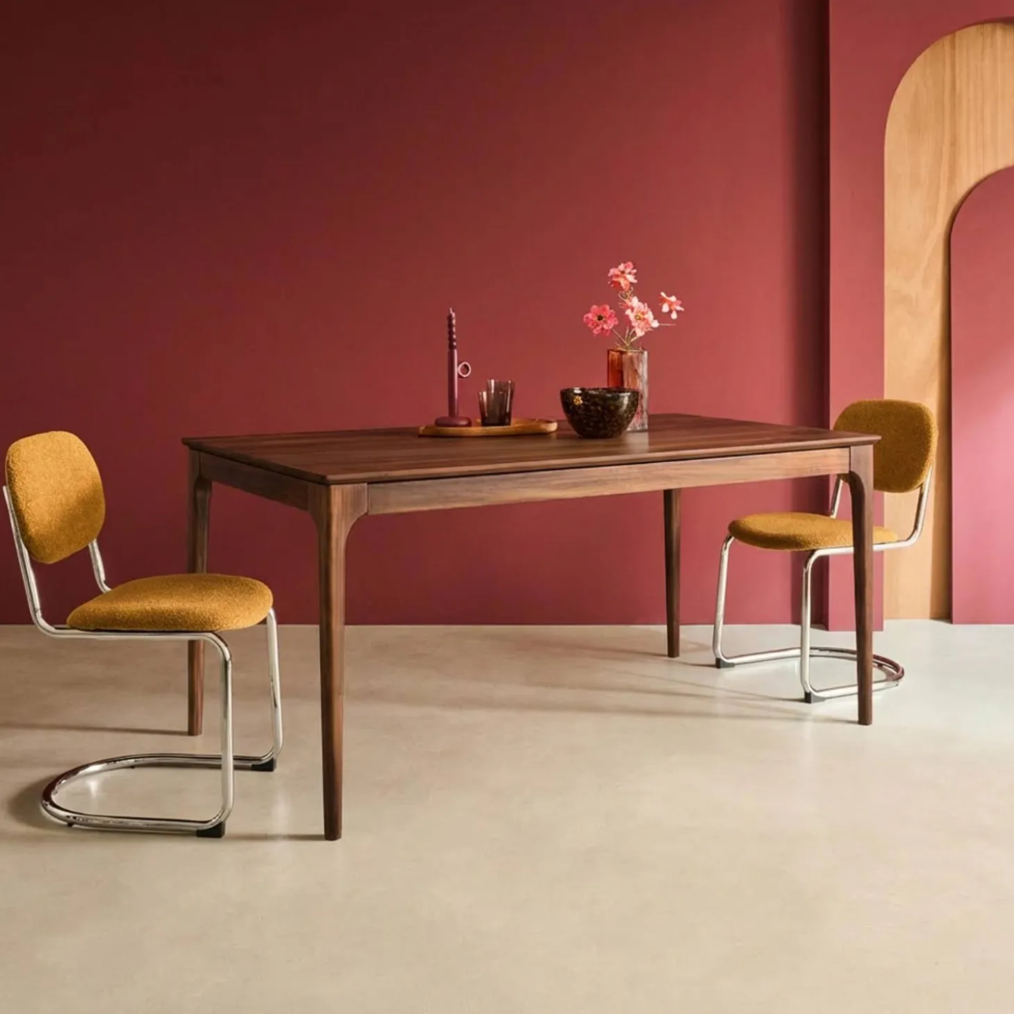 Mesa de jantar retangular extensível em madeira para 6-8 lugares