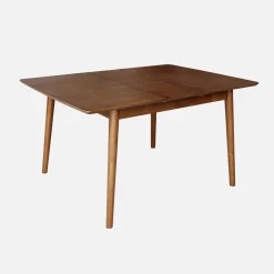Mesa de jantar retangular extensível em madeira, 4-6 lugares