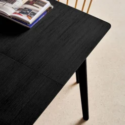 Mesa de jantar retangular extensível em madeira, 4-6 lugares