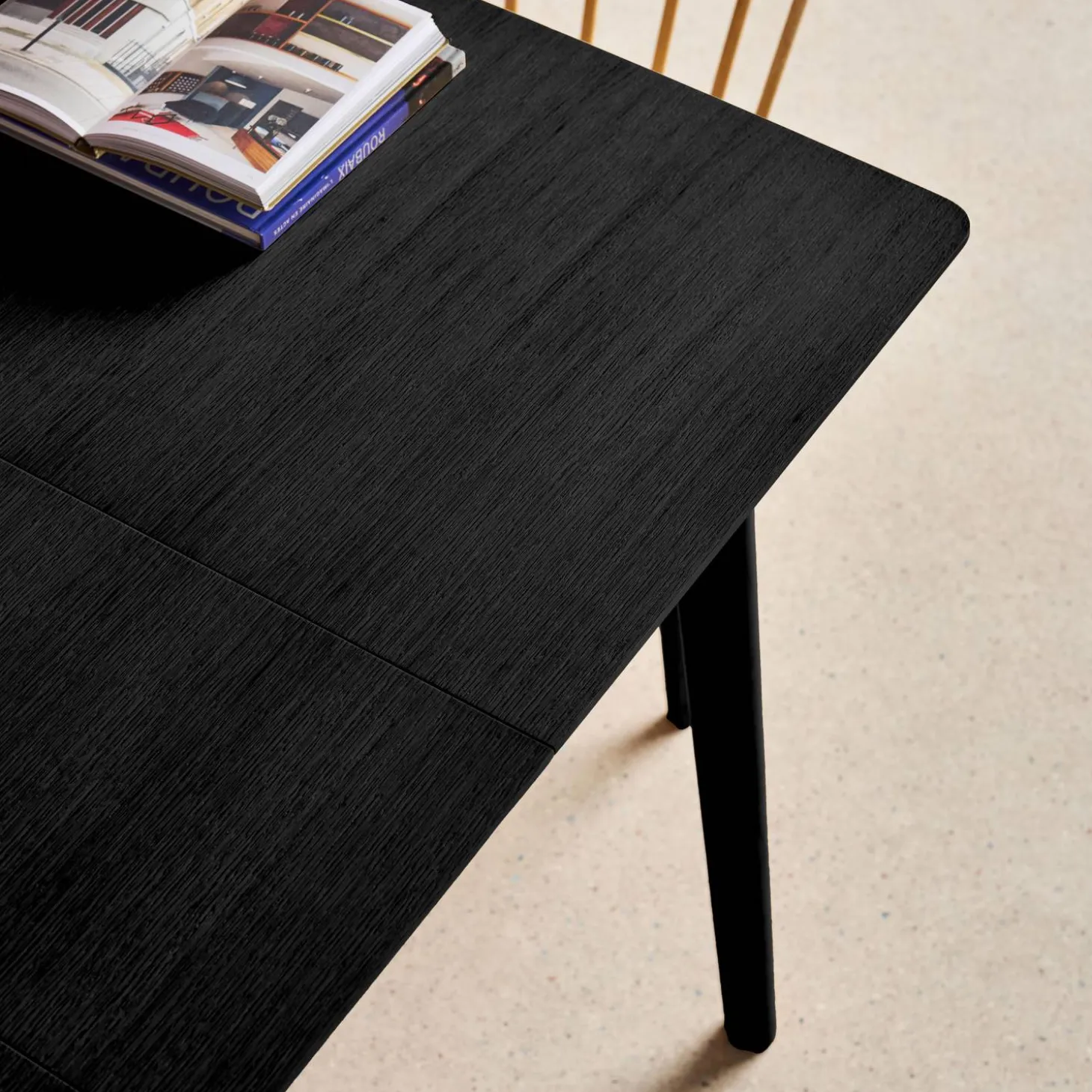 Mesa de jantar retangular extensível em madeira, 4-6 lugares