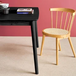Mesa de jantar retangular extensível em madeira, 4-6 lugares