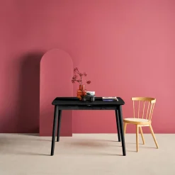 Mesa de jantar retangular extensível em madeira, 4-6 lugares