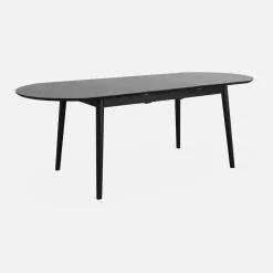 Mesa de jantar retangular extensível em madeira de seringueira e folheado de carvalho, 6 a 8 lugares