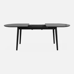 Mesa de jantar retangular extensível em madeira de seringueira e folheado de carvalho, 6 a 8 lugares
