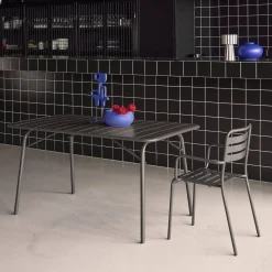 Mesa de jardim bistrô dobrável em aço, 6 lugares, 140cm