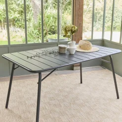 Mesa de jardim bistrô dobrável em aço, 6 lugares, 140cm