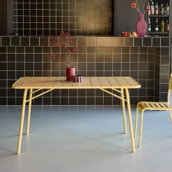 Mesa de jardim bistrô dobrável em aço, 6 lugares, 140cm