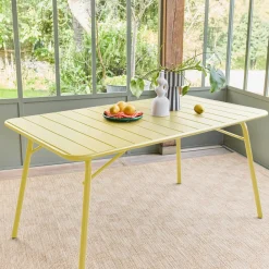 Mesa de jardim bistrô dobrável em aço, 6 lugares, 140cm