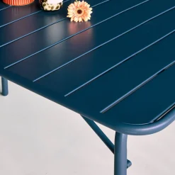Mesa de jardim bistrô dobrável em aço, 6 lugares, 140cm