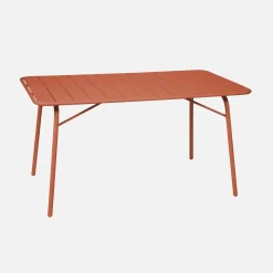 Mesa de jardim bistrô dobrável em aço, 6 lugares, 140cm