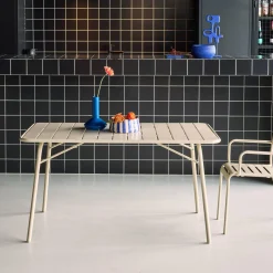 Mesa de jardim bistrô dobrável em aço, 6 lugares, 140cm