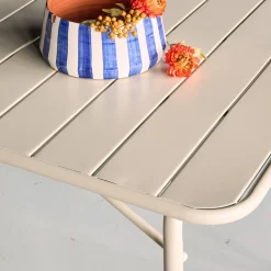 Mesa de jardim bistrô dobrável em aço, 6 lugares, 140cm