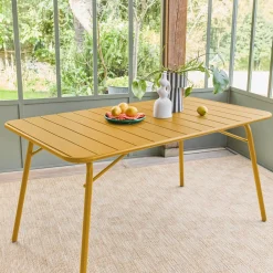 Mesa de jardim bistrô dobrável em aço, 6 lugares, 140cm