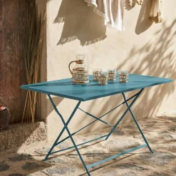 Mesa de jardim bistrô dobrável em aço, 4 lugares