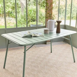 Mesa de jardim bistrô dobrável em aço, 6 lugares, 140cm