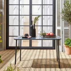 Mesa de jardim bistrô em aço, 4 lugares, 120cm