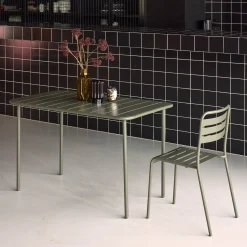 Mesa de jardim bistrô em aço, 4 lugares, 120cm