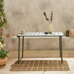 Mesa de jardim bistrô em aço, 4 lugares, 120cm