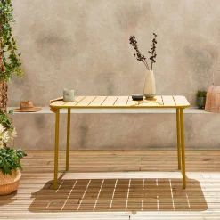 Mesa de jardim bistrô em aço, 4 lugares, 120cm