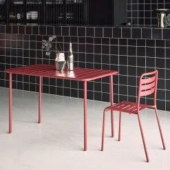 Mesa de jardim bistrô em aço, 4 lugares, 120cm