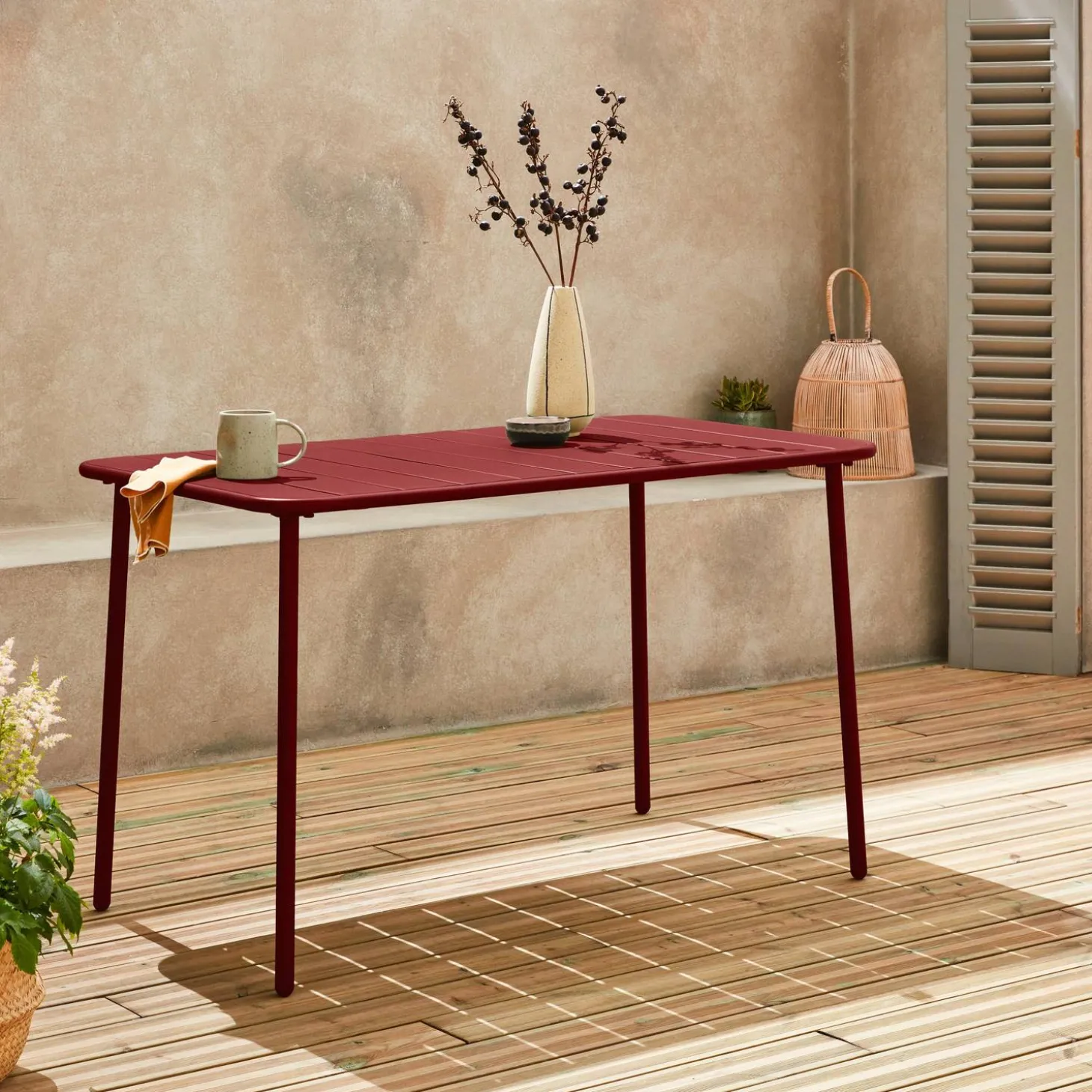 Mesa de jardim bistrô em aço, 4 lugares, 120cm