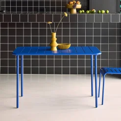 Mesa de jardim bistrô em aço, 4 lugares, 120cm