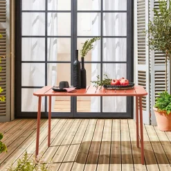 Mesa de jardim bistrô em aço, 4 lugares, 120cm