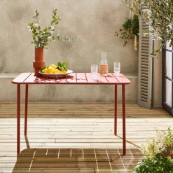 Mesa de jardim bistrô em aço, 4 lugares, 120cm