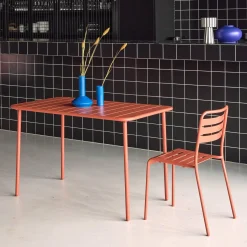Mesa de jardim bistrô em aço, 4 lugares, 120cm