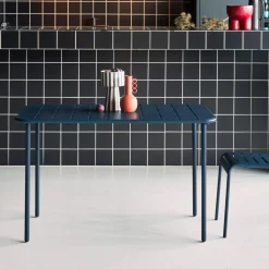 Mesa de jardim bistrô em aço, 4 lugares, 120cm