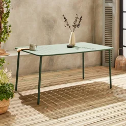 Mesa de jardim bistrô em aço, 6-8 lugares, 160cm