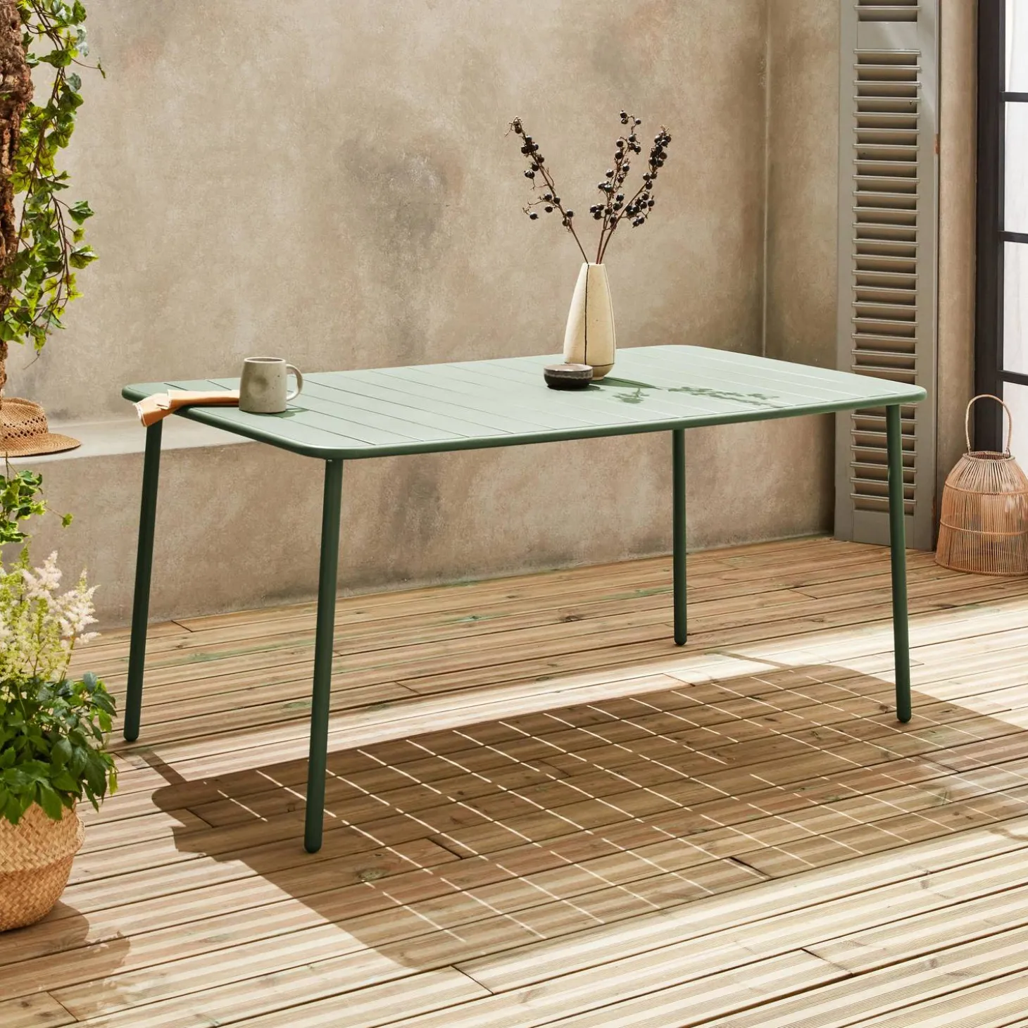 Mesa de jardim bistrô em aço, 6-8 lugares, 160cm