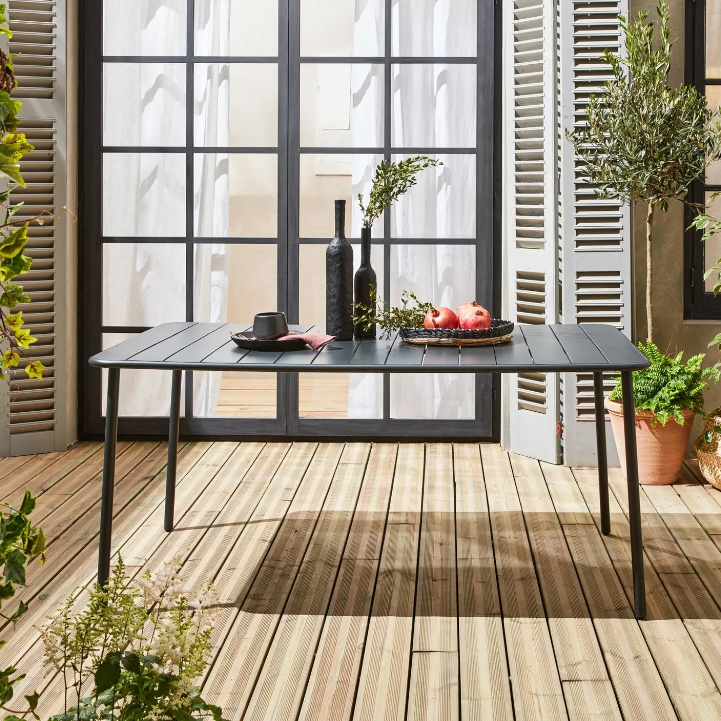 Mesa de jardim bistrô em aço, 6-8 lugares, 160cm