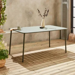Mesa de jardim bistrô em aço, 6-8 lugares, 160cm